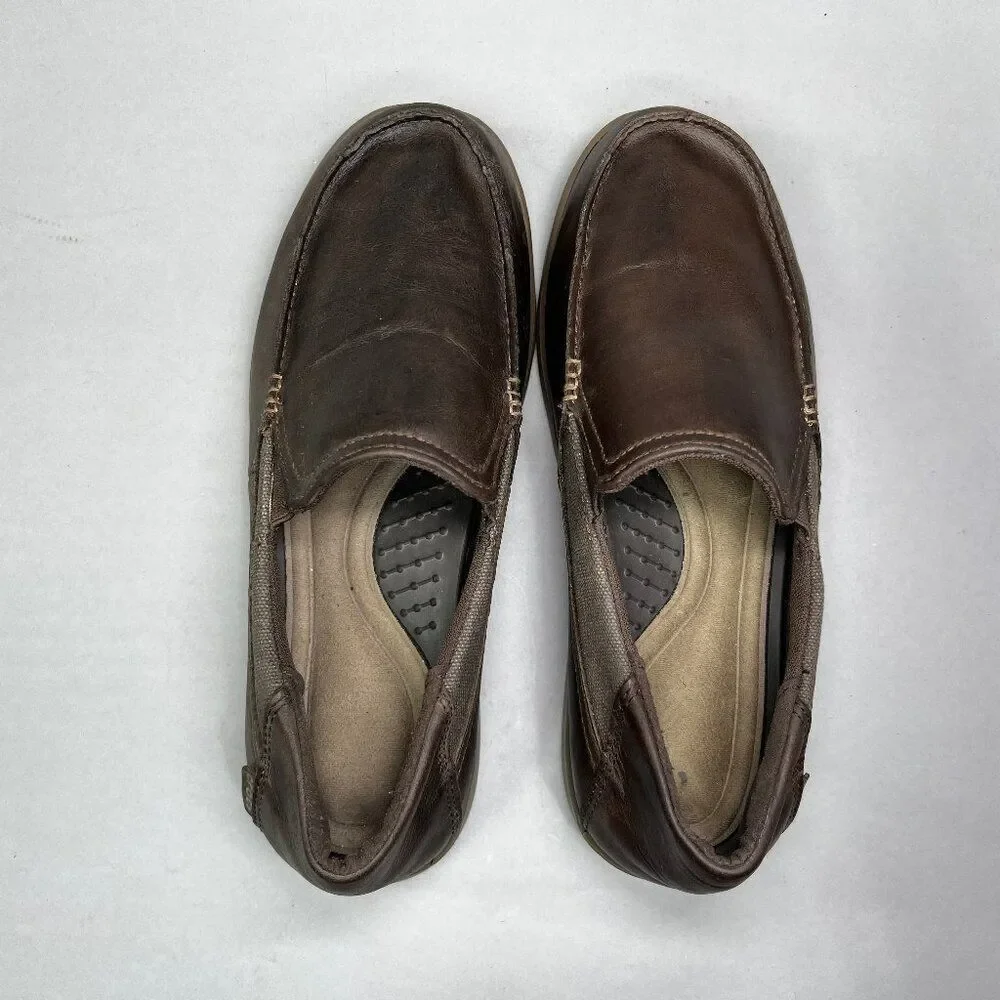 Crocs Santa Cruz‎ 2 Luxe Shoes Men's Size 8 Brown Leather Slip On Loafers